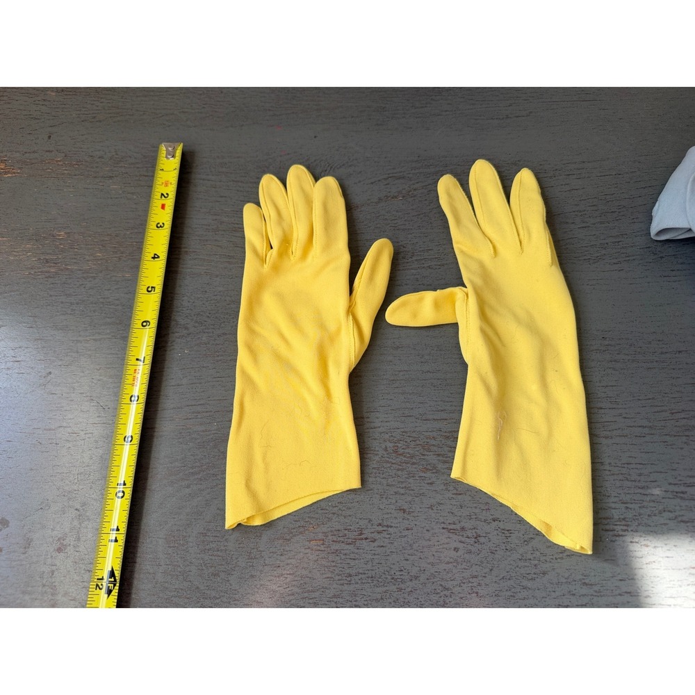 Vintage Yellow Formal Costume Gloves Wrist Length Stretchy Cosplay Tea Party